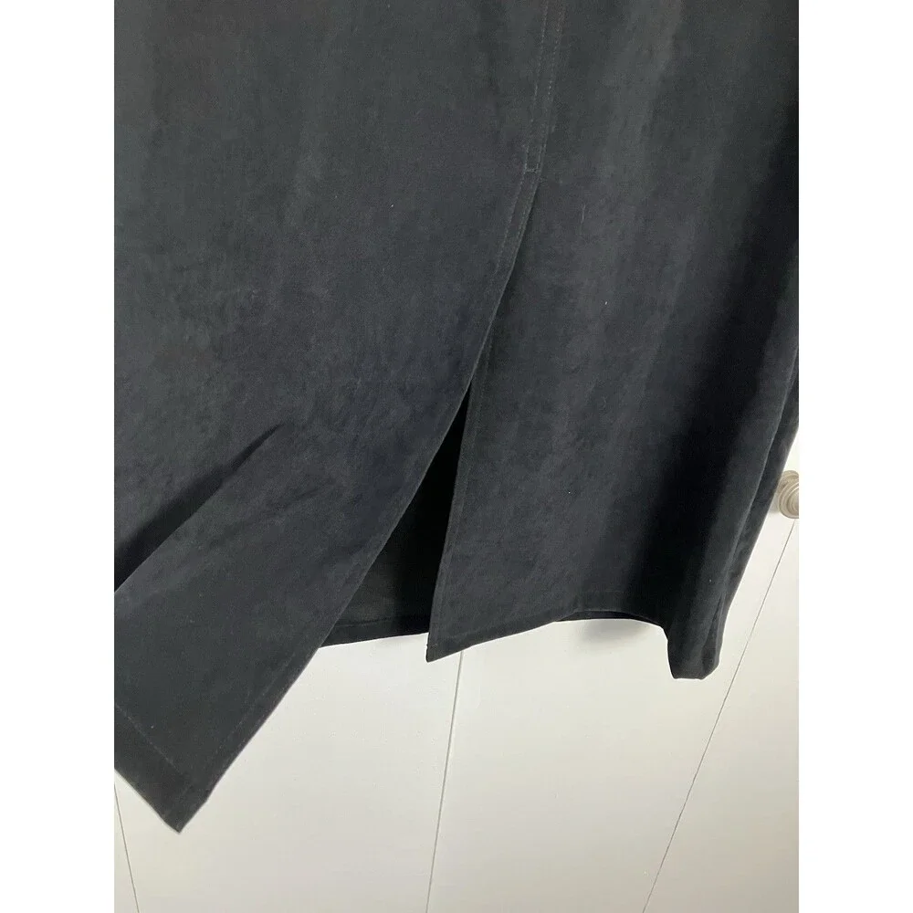 Vintage Denim & Co Faux Suede Long Black Skirt Size Large - Picture 7 of 8